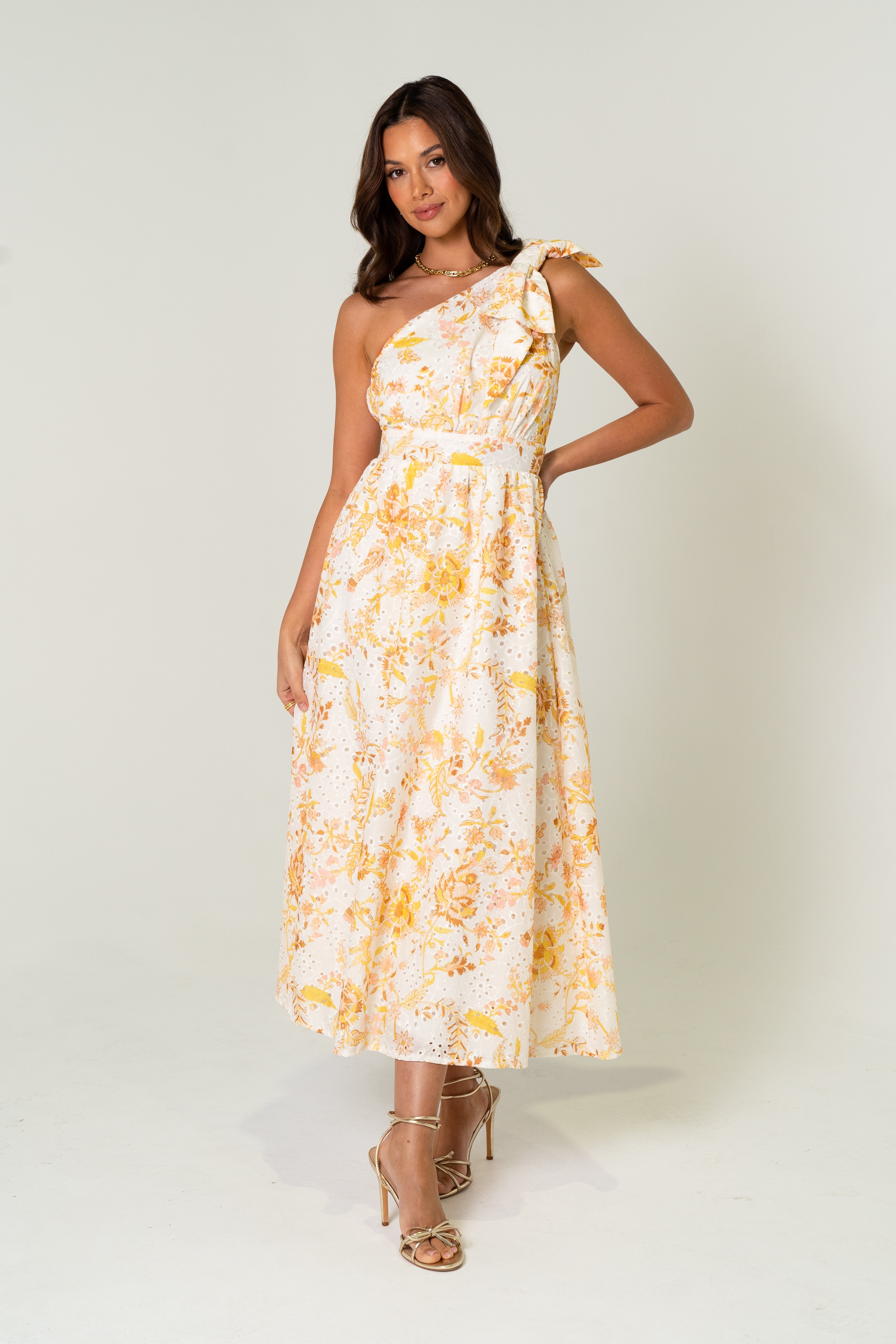 Amber One Shoulder Print Midi Dress