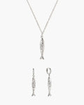 Anchovy Necklace & Earrings Set in Silver