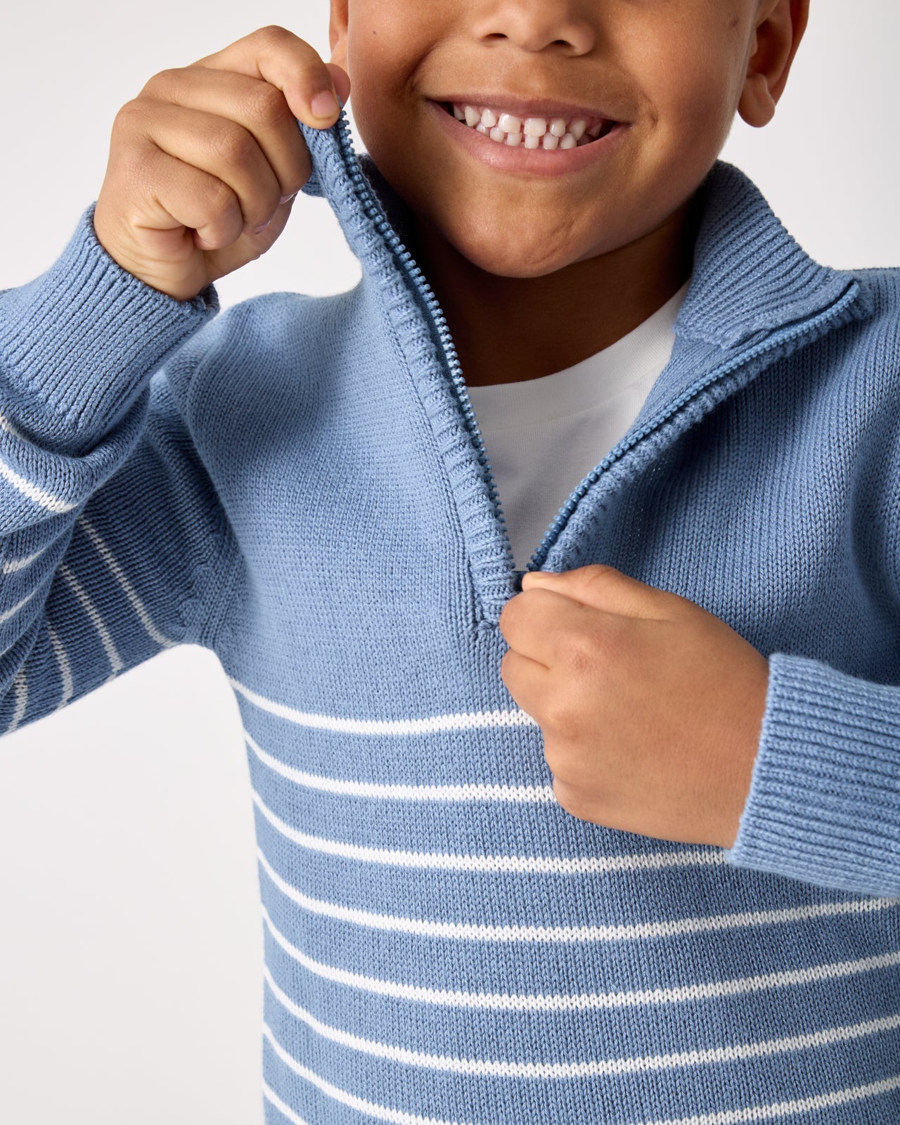 Infinite Blue Stripe Zip Sweater