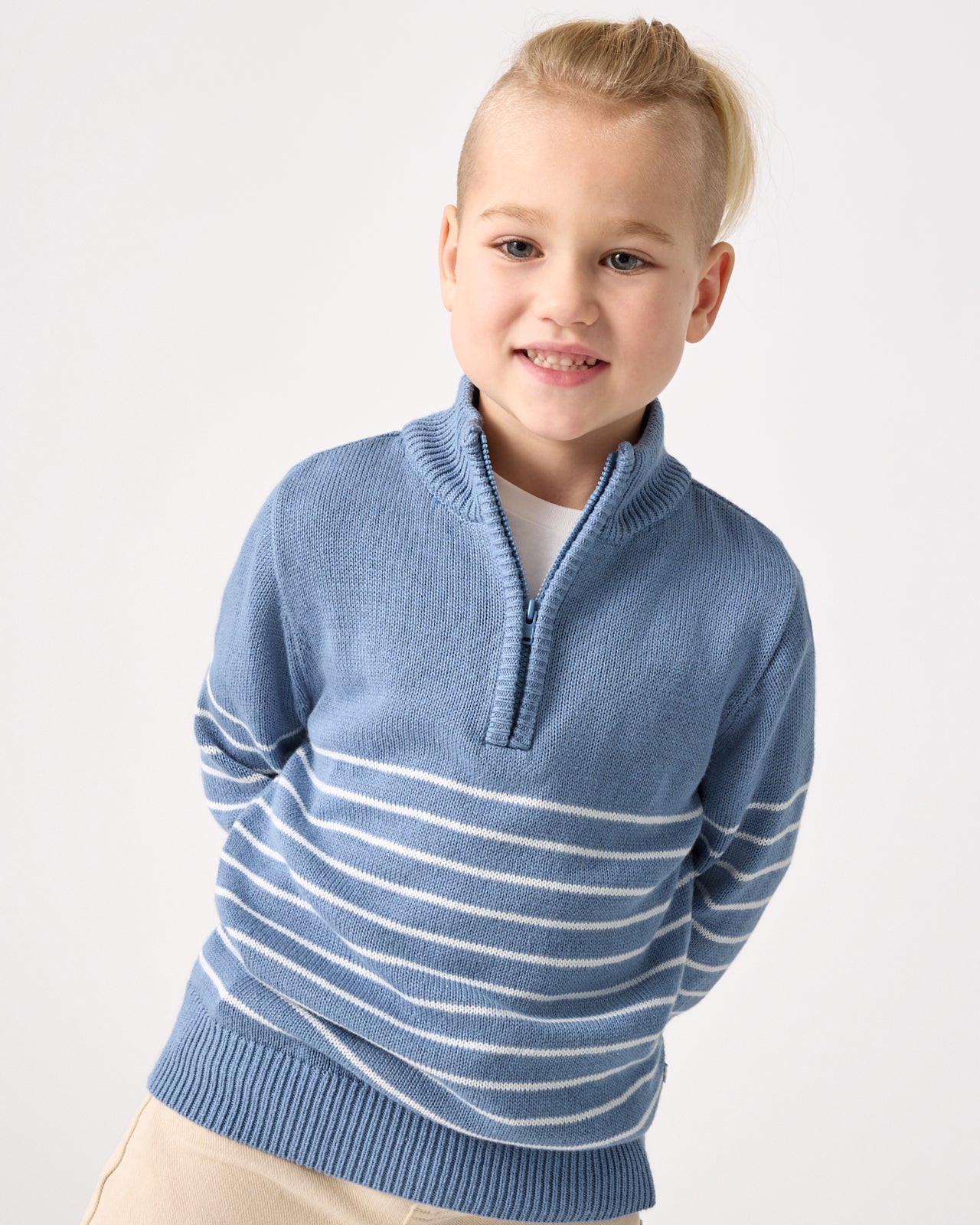 Infinite Blue Stripe Zip Sweater