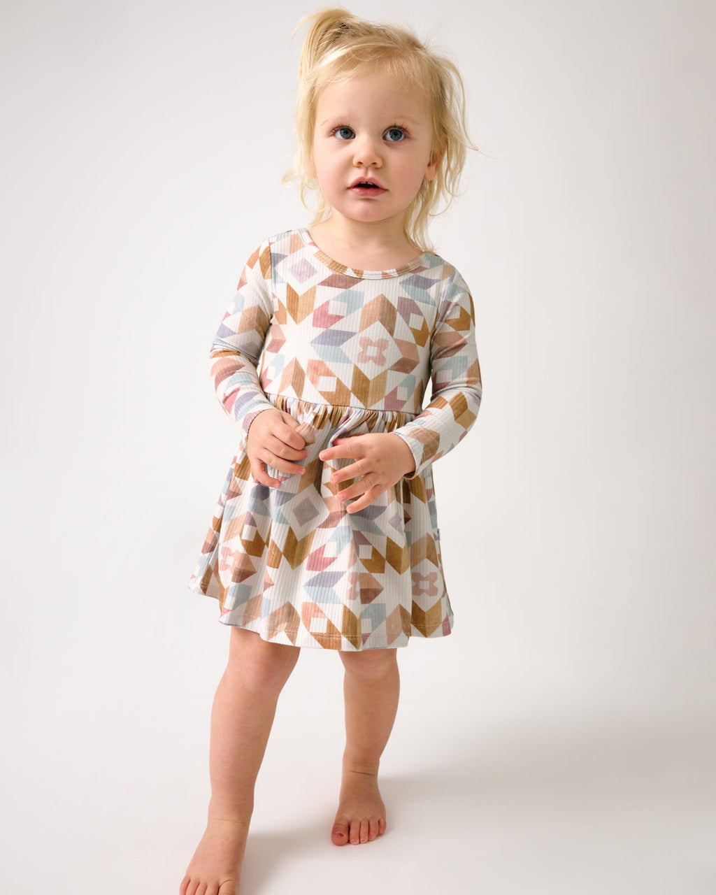 Kaleidoscope Dreams Ribbed Skater Dress with Bodysuit