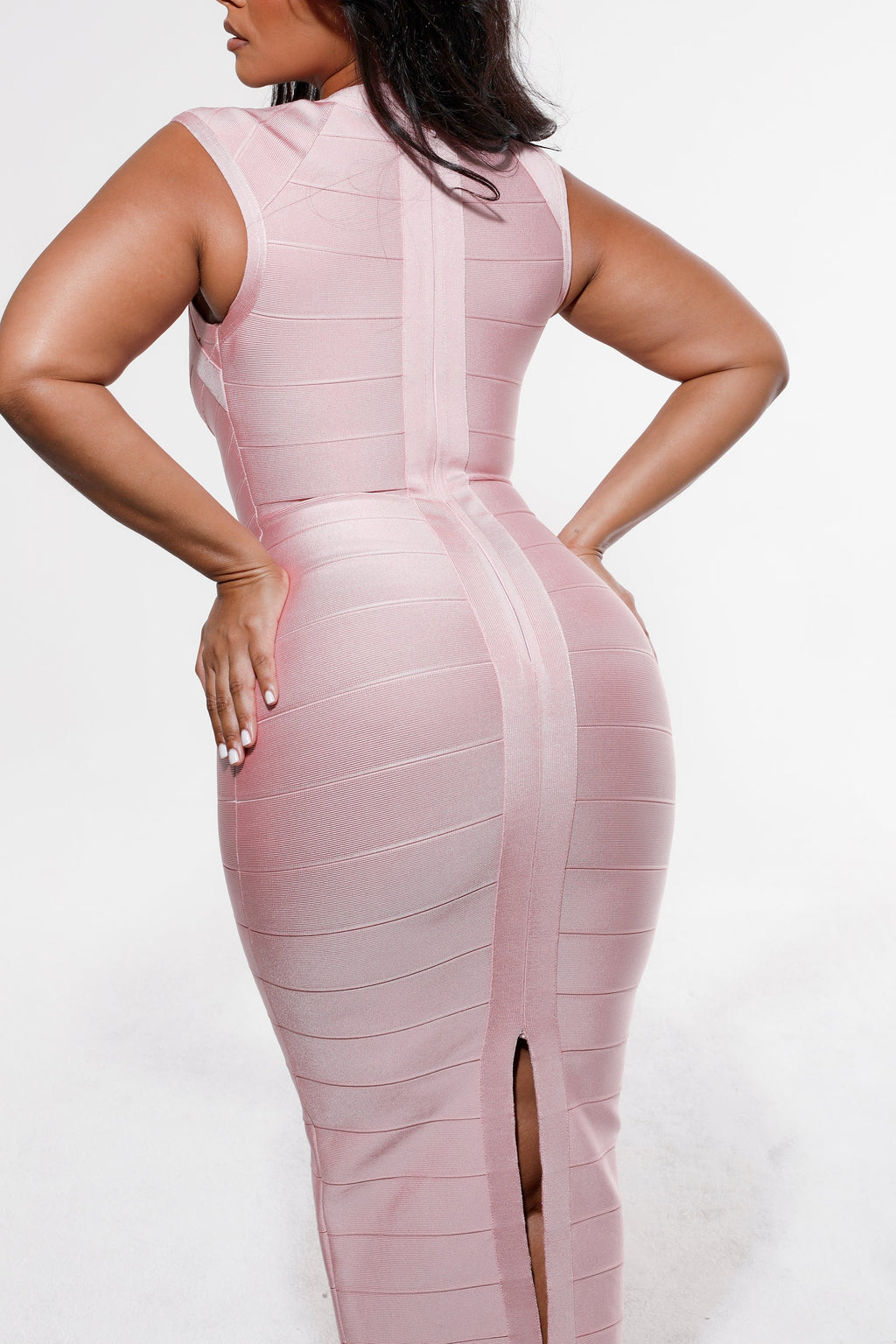 baby pink bandage midi dress