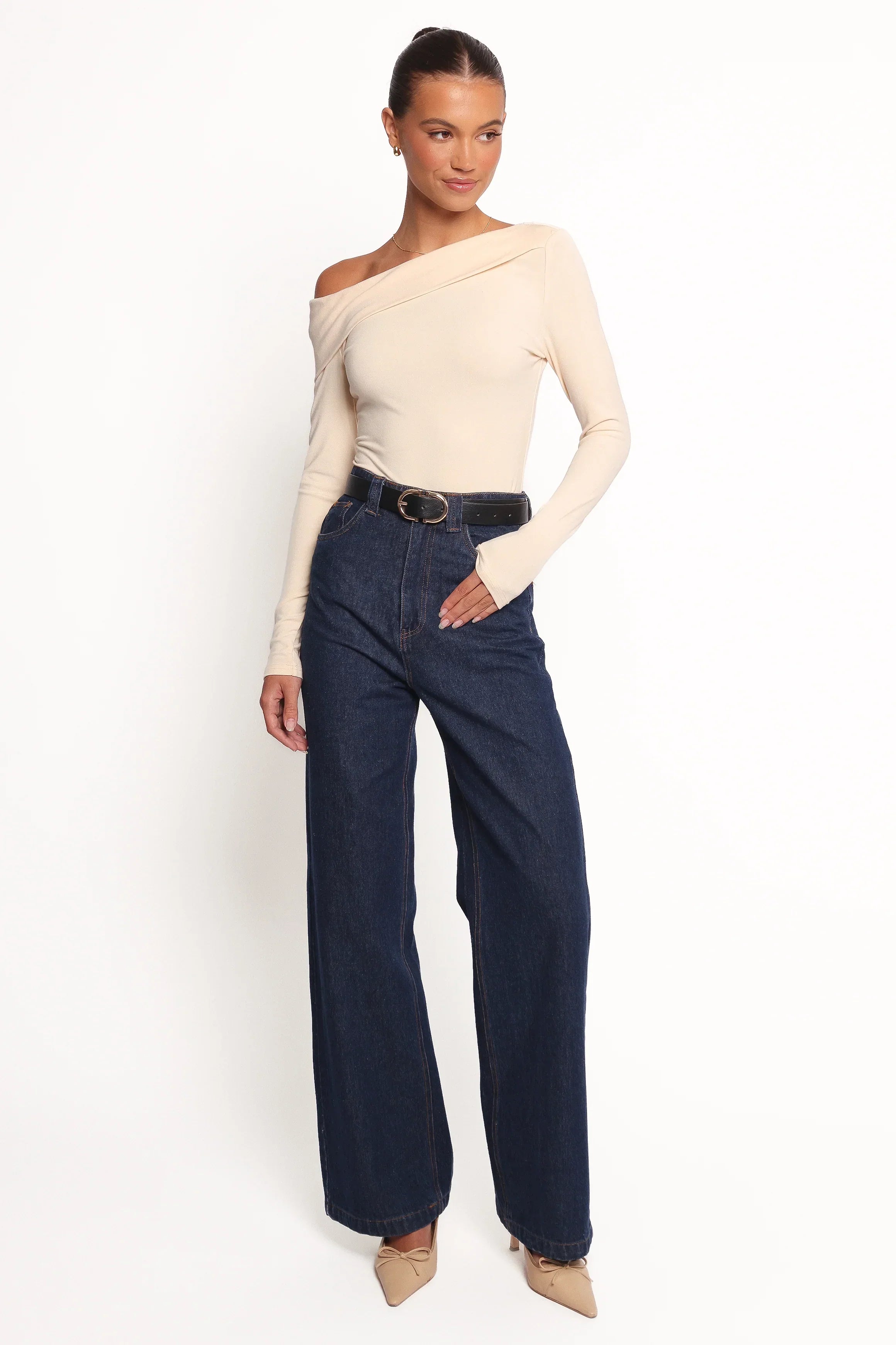 Liah Off Shoulder Knit Top - Cream